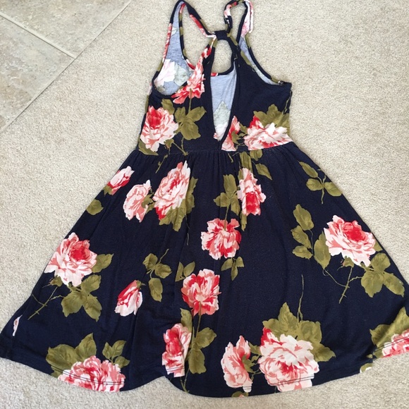 UO Kimchi Blue Navy Floral Tank Keyhole Dress-S - Picture 2 of 6